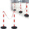 NAIZY Poteaux de Barrière 2 pcs Potelets en Plastique avec Chaîne de 140cm & Poteau de Base en PE PP Barrière de 82cm Poteau de Signalisation Flexible avec Cône Inclus, Rouge+Blanc
