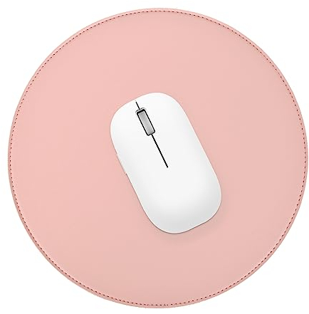 Mauspad Runde 22cm, PVC Wasserdichtes Mauspad mit Rutschfester Gummibasis, Office Mousepad, Mouse Pad Klein,rutschfest Mauspad für Büro, Zuhause, Gaming, Laptop (Rosa)