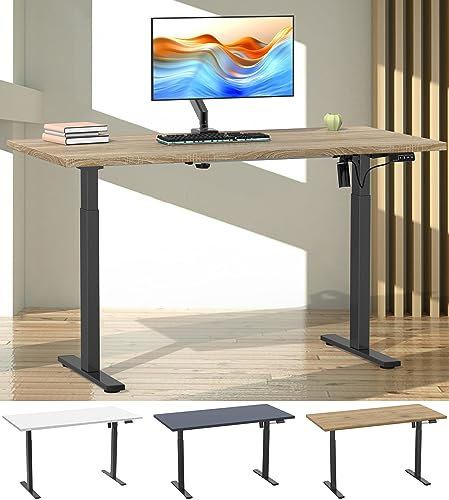 VCM Höhenverstellbarer Schreibtisch | stufenlos 71-120 cm elektrisch höhenverstellbar | Computerisch Maße 140x80 | Bürotisch Lona