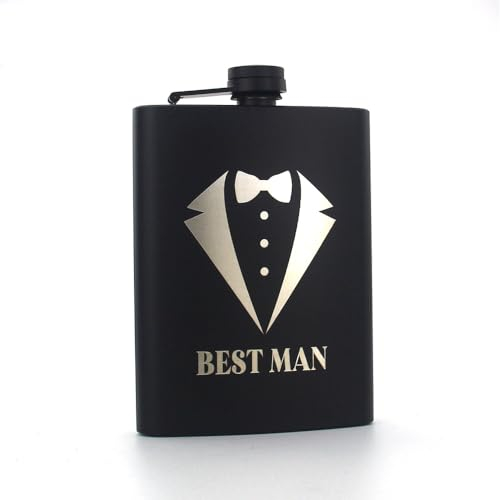 Wnddle Petacas de Alcohol, Petacas de Alcohol Negro, 8oz Petaca Acero Inoxidable, Petaca Personalizada de Acero Inoxidable, Grabado de Texto e Iconos, para Escalada, Camping, Barbacoa, Bar, Viajes.