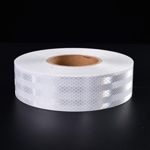 Mirrwin Reflektierendes Klebeband Weiß, 10m x 5cm Reflektorband Selbstklebend Hohe Intensität Reflektierendes Klebeband Reflektoren Aufkleber Reflektor Klebeband für Fahrzeuge Autos Anhänger Draussen
