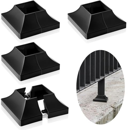Landical 4 Pcs 2 Inch Interlocking Deck Post Base Cover for 2 x 2'' Post with 4.5 x 4.5'' Base Plastic Trim UV Resistant for Porch, Stair Handrail, Decking Railings, Fence