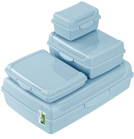 Lunchbox SET Brotdose Erwachsene Kinder - Satz mit 4 Behältern - BPA Frei Vesperbox Frühstücksbox Brotbox 0,35l, 0,5l, 1,0l, 3,7l, Blau