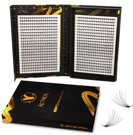 ACTROL Pre Made Fan Eyelash Extensions 14D 0.07mm C Curl 800 PCS 8-15 Mix Double Lashes Tray Narrow Russian Lashes Fan Handmade Hardcover For Lash Artists and Individuals