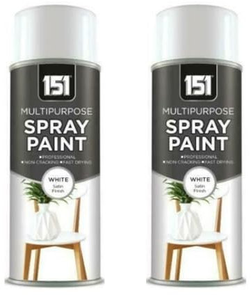 PNJB White Satin Finish Spray Paint, Clean and Modern Touch, Home Décor, Furniture, And Outdoor Projects, Apply Multiple Coats, Even, Reliable Coverage, 400ml (2 Pcs)