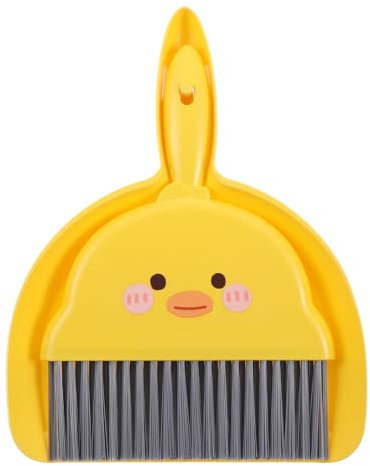 Ymapinc Mini balayette et pelle - Mini balai de table avec pelle portable - Set de balayette de table mignonne - Jaune - Pour la maison, l'école, le bureau, le nettoyage des animaux de compagnie