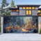 Chickwin Weihnachten Urlaub Garagentor Banner Abdeckung, Große Größe Xmas Frohe Weihnachten Dekorationen Klassiker Weihnachtsmann für Happy New Year Outdoor Hintergrund (210x480cm,Kleine Stadt)