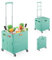Relaxdays Einkaufstrolley, klappbar, Einkaufskorb mit Rollen, Deckel & Teleskopgriff, bis 35 kg, Klapptrolley, türkis
