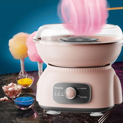 WaaYb Zuckerwattemaschine für hausgemachte Süßigkeiten, kleine 500-W-Zuckerwattemaschine mit Spritzschutzschüssel und abnehmbarem elektrischem Zuckerwattemaschinen-Set zur Herstellung pink