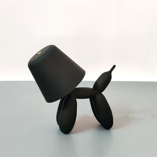 AoLa LED akku Tischlampe Deko Ballon Hund Tischleuchte mit Touch Steuerung Dimmbar Nachttischlampe USB Kabellose Kreative Cartoon Haustier Hund Kinderlampe Innen Außen Tragbar Nachtlicht,Schwarz