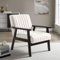 Sicaan Fauteuil Salon en Bois | Erik, Tissu Beige Chaise Rembourrée Moderne L.65 x P.75 x H.75.5 cm, Fauteuil d'appoint avec Pieds en Bois Noir Robuste pour Lecture Chambre