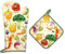Arquiel Vegetables Oven Mitts and Pot Holders -100% Cotton, Heat Resistant Extra Long Oven Gloves & Hot Pads for Cooking BBQ Grilling Baking Gift, Set of 2