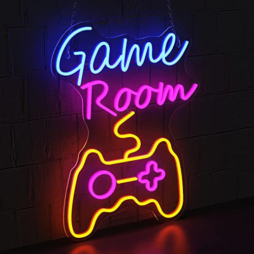HENGMEI Gamer LED Neon Light Gaming Zone Neon Cartel Colorido LED 6 Niveles de Atenuación Led Juego Letrero de neón para Dormitorio Sala de Juegos Decoración Fiesta, Bar, Internet Cafe Game Room (Game