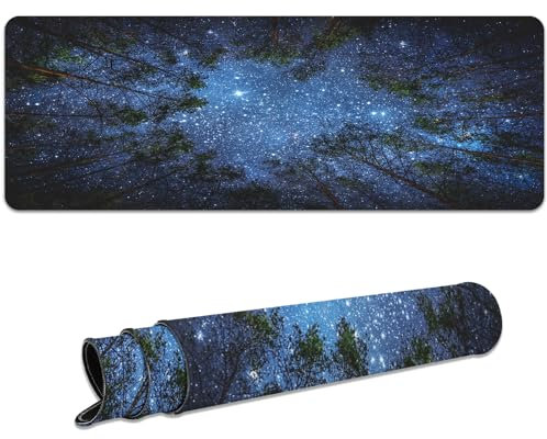 Ksriylm Gaming Mauspad, Groß Büro Mousepad XL 31,5 x 11,8 Zoll Tastatur Schreibtischmatte Wasserdichtes Mousepad Rutschfeste Gummibasis schreibtischunterlage für PC, Laptop,Galaktischer Himmel