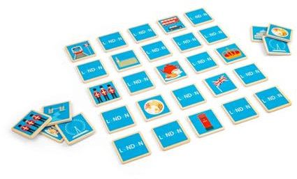 Bigjigs Toys London Memory Game – 32-teiliges Holzpaar-Set, lustiges Reisespielzeug, Paarungsspiele, umweltfreundliche Geschenke für Kleinkinder und Kinder, ab 2 Jahren