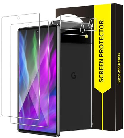 Bodyguard Schutzfolie für Panzerglas für Google Pixel 6 5G Displayfolie, 2,5D runde Kante 2 Pixel 6 Displayschutz+2 Linsenfolie, 9H Härte Frei von Kratzern, HD Blasenfreie Google Pixel 6 Schutzglas