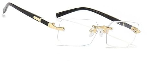 MEGAVOW Retro Rimless Rectangle Sunglasses, Tinted Frameless Eyewear, Diamond Cutting Lens, UV400 Protection, Vintage Candy Colours Classic Square Glasses with Eyeglasses Straps Chain