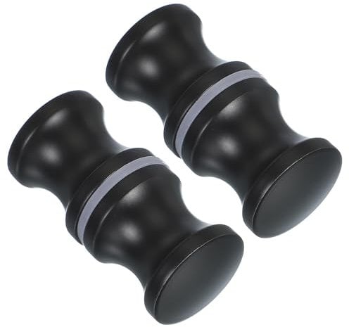 PATIKIL Glass Shower Door Handle, 2 Pcs Aluminum Alloy Back-to-Back Shower Door Knob Bathroom Sliding Shower Screen Umbrella Pull Knobs Hardware for Replacement Groove Glass Door, Black