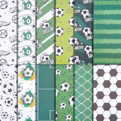 GORGECRAFT 24 Stück 12 Stile Fußball Scrapbook Papier 30x30cm Doppelseitig Sportball Dekorativer Hintergrundpapierblock Für Scrapbooking Journaling Kartenherstellung Geschenkverpackung Origami DIY