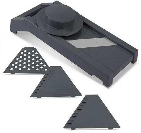 Culinare Mandoline Gemüsehobel mit mehreren Klingen – Gemüseschneider, Käsereibe & Hobel mit 4 austauschbaren Klingen, Fingerschutz & rutschfester Basis