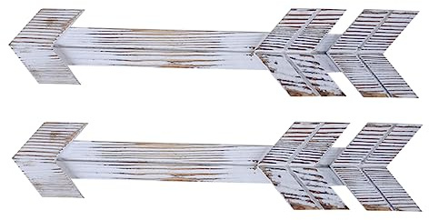 MAGICLULU Rustikaler Holzpfeil Wanddeko im Landhausstil aus Weißem Holz mit Traceless Nägeln für Farmhouse und Wohnzimmer Wanddekoration im American Retro Stil