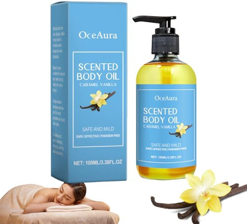 Bisienya Vanilla Body Oil, Carmel Body Oil Vanilla,Vanill-a Body Care,Body Massage Oils Moisturising for Firming Skin Body Massage O-il for Dry Skin (100ml)