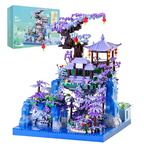 VizBrou Cherry Blossom Treehouse Building Blocks Set, 2436 PCS Mini Bricks Chinese Bonsai Sakura Tree House Architecture Model Toy, DIY Creative Gifts for Adults, Children, Aged 6+