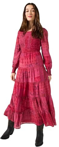 Joe Browns Women's Boho Patchwork Midi Dress, Pink, 10
