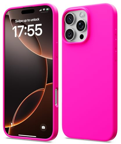 ACRONIX for iPhone 16 Pro Case, Slim Liquid Silicone Cover Hot Pink | 6.3 Inch,Ultra Thin,Lightweight Durable,Shockproof Protection,Dust Resistant,Anti-Scratch,Soft Slim Grip,Gel Rubber