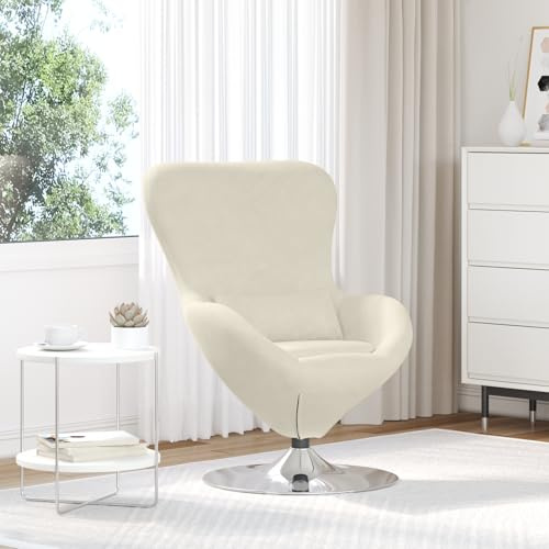 ZQQLVOO Ei-Stuhl Creme Samt ohrensessel mit hocker cocktailsessel for Innenraum Büro