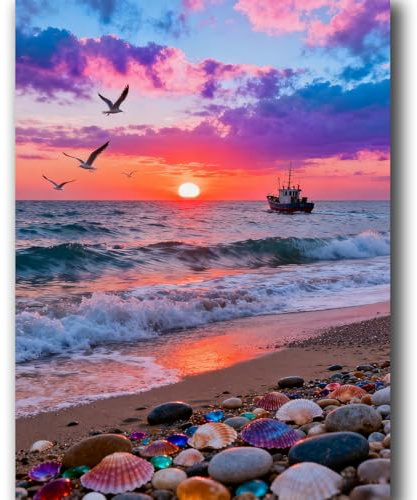 Peinture Numero Adulte Bricolage Loisirs Créatifs 40×50cm Lever de Soleil | Paint by Numbers Paysage Activité Manuelle Coloriage DIY Dessin Tableau Decoration Murale Chambre Cadeau Femme Anniversaire