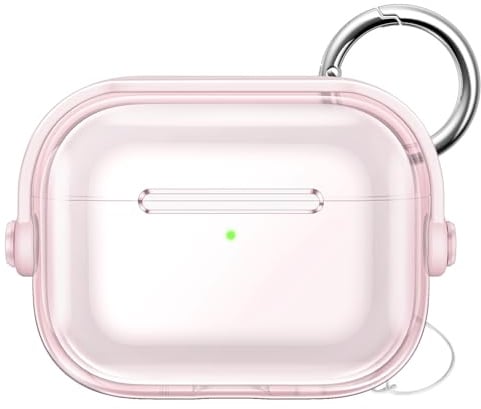 JETech Klare Sicherheitsverschluss Hülle für AirPods Pro 3, Klar Rosa | Weiches Transparentes TPU, Stoßschutz, Kratzfest Design, Inklusive Schlüsselanhänger
