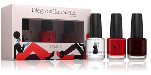 Diego Dalla Palma Nails Kit – 3-teiliges Nagellack-Set | Farben Bloody Mary 225, Coat Gloss 203 und Over Kill 243 | Professioneller Nagellack mit langem Halt | Geschenkset Make-up Nägel