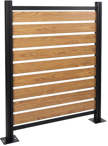 PROREGAL Alu Mülltonnen-Zaun | HxBxT 130x110x6cm | Basiselement Mülltonnenverkleidung | Hellbraun | Holzoptik erweiterbar