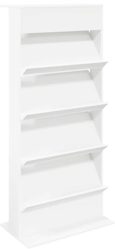 Foknhdi Étagère à revues avec 4 étagères - Blanc - 70 x 41 x 156 cm - Étagère à journaux moderne en bois - Porte-revues sur pied pour bureau, salon et chambre à coucher - Porte-documents