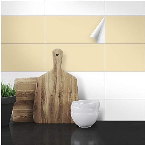 Wandkings Fliesenaufkleber - Wähle eine Farbe & Größe - Beige Seidenmatt - 10 x 20 cm - 20 Stück für Fliesen in Küche, Bad & mehr