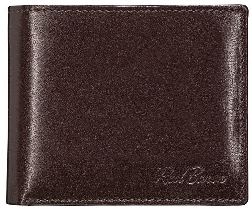 Geldbeutel Männer Leder Querformat Braun mit Münzfach - Red Baron Portemonnaie Geldbörse Herren klassisches Desgin - mit Fach für EIN Einkaufswagenchip RB-WT-004-04