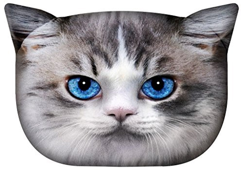 Knuddeliges Designer Kissen mit Katzen-Motiv Katzenkissen Dekokissen Zierkissen mit verdecktem Reißverschluss und Füllkissen (Luna)