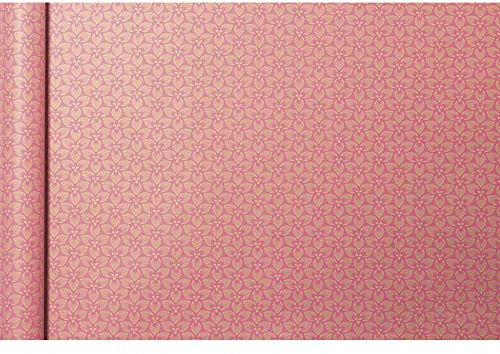 Clairefontaine 223828C - Rolle Geschenkpapier Tiny rolls Kraft mit Blumenmotiven (5 m x 0,35m, innovative Breite, einfach zum Transportieren, 70g, Blauer Engel) 1 Rolle, rosa
