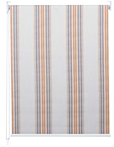 Rollo HWC-D52, Fensterrollo Seitenzugrollo Jalousie, 70x230cm Sonnenschutz Verdunkelung Blickdicht - grau/braun/orange