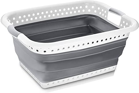 LIVIVO Collapsible Laundry Basket - Large 58L Capacity Sturdy Folding Washing Bin with Comfortable Grip Handles - Neat and Tidy Space Saving Solution for your Washing