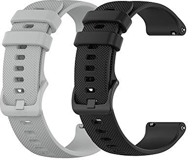 Yeejok 22mm Silicone Bands Compatible for Fossil Men's Gen 6/5E 44mm/Gen 5 LTE/Carlyle/Garrett/Women's Julianna Smart Watch, Replacement Quick Released Sport Fitness Watch Strap-Black+Gray