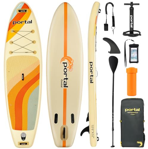 Portal Tabla de Remo Inflable de 10 pies 6 x 33 x 6 Pulgadas con Accesorios Sup, Incluyendo Bolsa de Transporte, Bomba de Mano, Paleta, Correa, Aleta, Kit de reparación, Funda Impermeable para