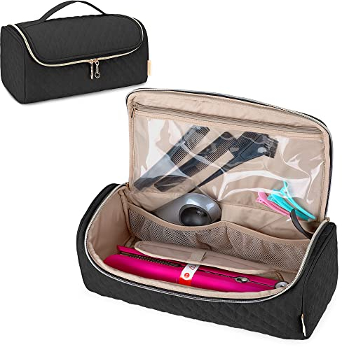 YARWO Bolsa para Plancha de Pelo, Estuche de Viaje Compatible con Planchas para el Pelo Corrale, Bolsa para Cepillo Eléctrico Alisador de Pelo y Accesorios, Negro (Patente Pendiente)