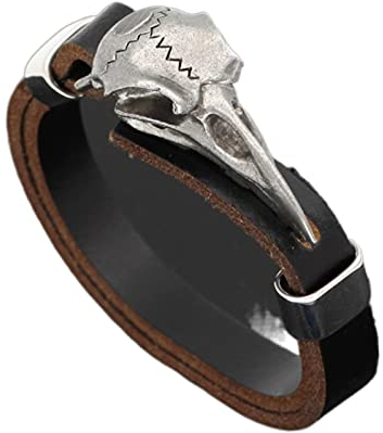 Herren Retro Mode Wikinger Odin Symbol Totem Krähe Armband Krähe Schädel Lederarmband Schmuck Jungen Geschenke