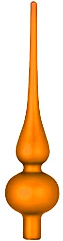 Inge-glas Christbaumspitze 26cm | Weihnachtsbaumspitze aus Glas | Hochwertige Spitze für den Weihnachtsbaum Weihnachten (Orange Matt | Mille Fiori)