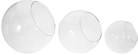 YARNOW 3pcs Clear Glass Vase Glass Terrarium Slant Cut Bubble Bowls Fruit Container Fish Bowl Plant Terrarium Slant Cut Globe Vase Centerpiece Round Flower Vase