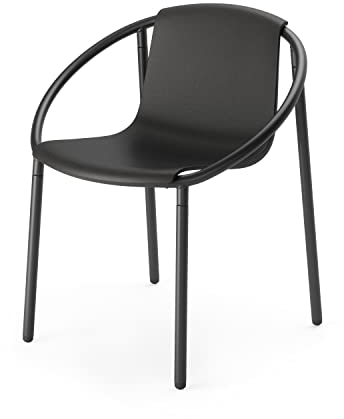 Umbra Ringo Stuhl, Moderner Esszimmerstuhl für den Innen-und Außenbereich, Legierter Stahl, Schwarz, Einheitsgrösse