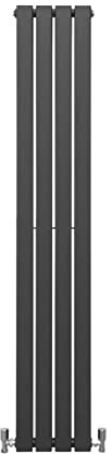 Designer Radiators 160 x 28cm Flat Panel Modern Central Heating Anthracite Grey Vertical Column Double Panel Wall Mounted Slimline Kitchen Living Room Bathroom Commercial Cleaning Brush & Fixing Kit