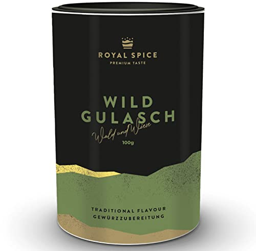 Royal Spice Wild Gulasch Gewürz 100g - Mit intensiver, typischer Kräuternote für Wildgulasch & traditionelles Gulasch von Schwein & Rind - Wildgulasch Gewürz perfekt für Dutch Oven & Kochtopf